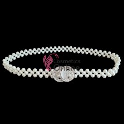 Centura din perle pe elastic Alba BLT026UU - HandMade